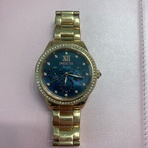 Invicta Women's Gold Watch with Blue Dial